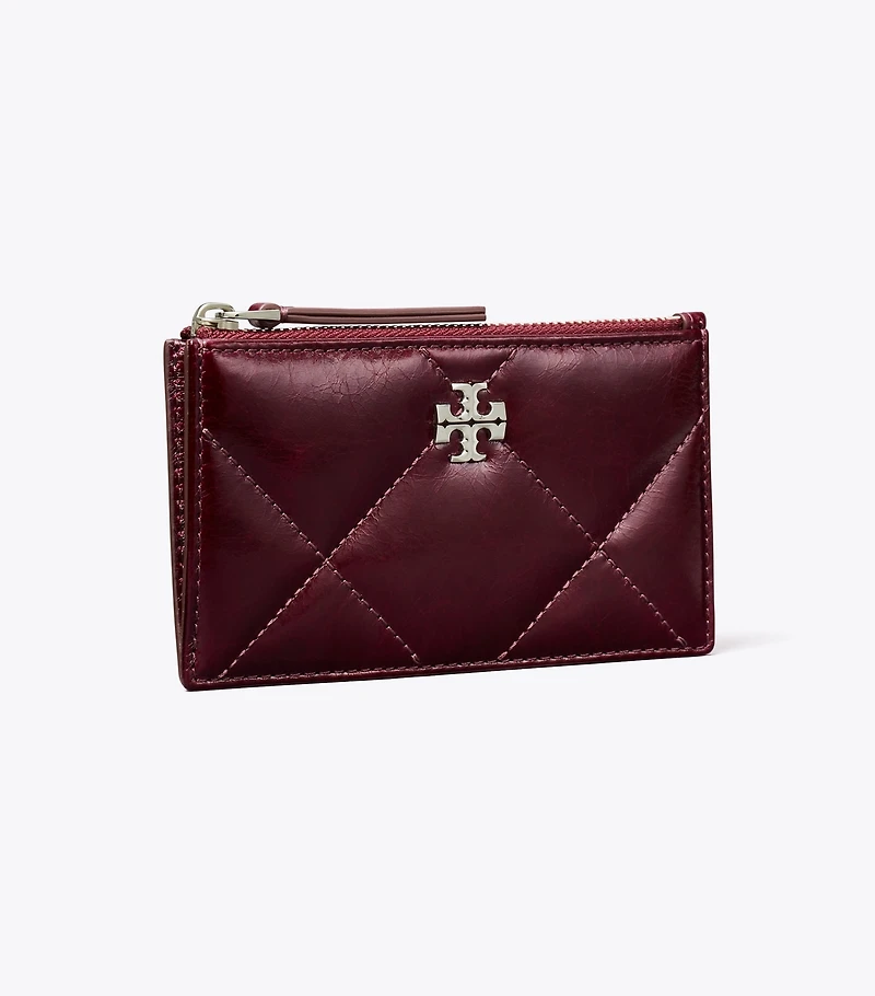 Kira Diamond Quilt Distressed Zip Card Case