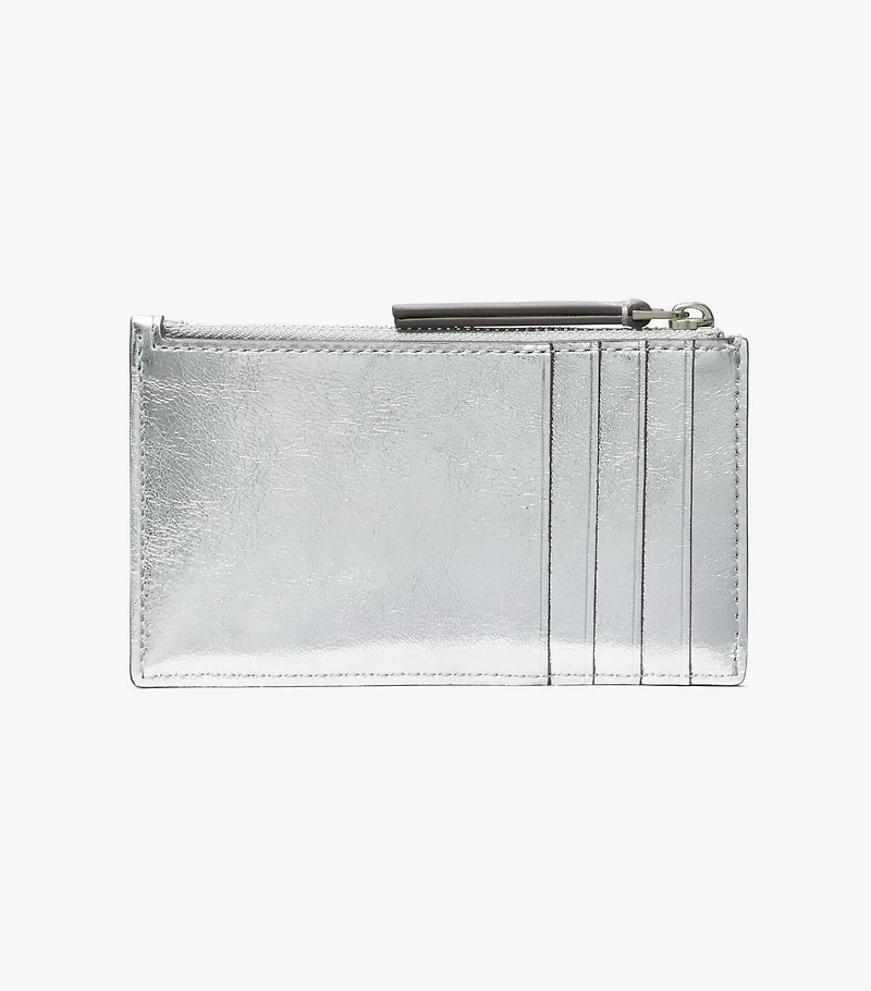 Kira Diamond Quilt Metallic Zip Card Case