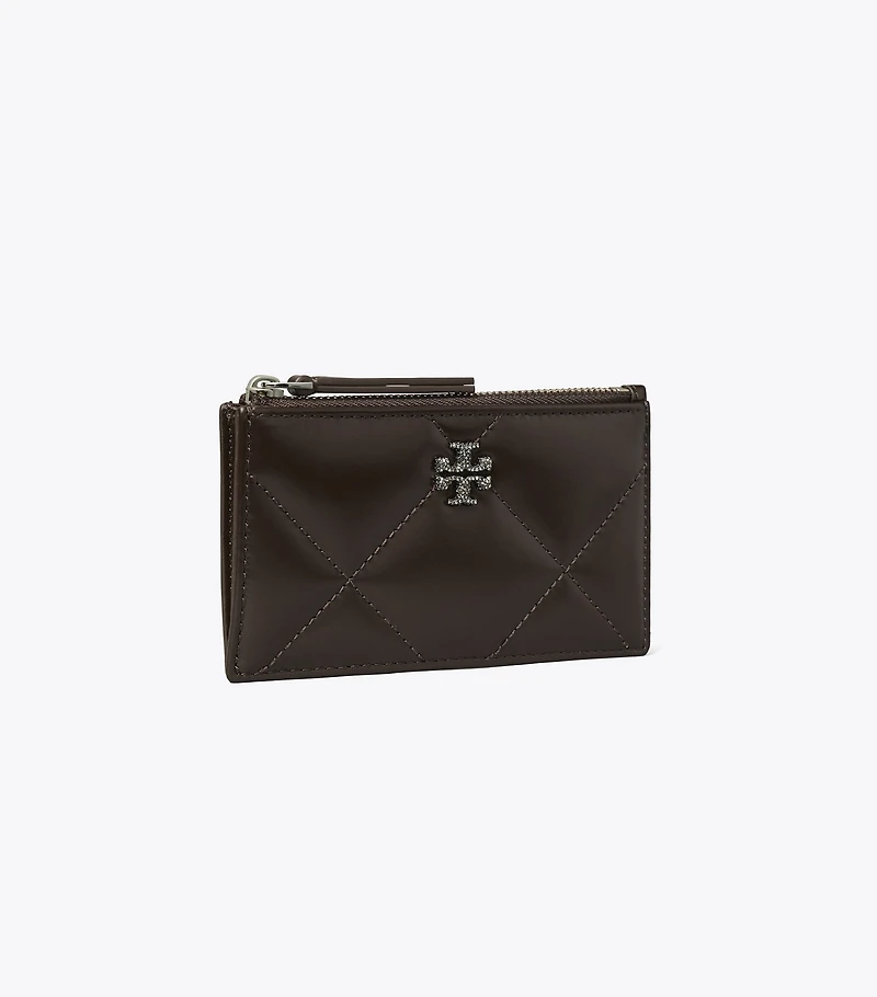Kira Diamond Quilt Pavé Zip Card Case