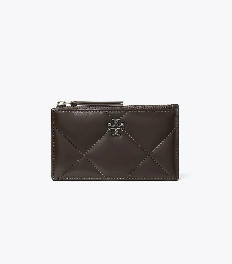 Kira Diamond Quilt Pavé Zip Card Case