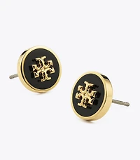 Kira Enamel Circle-Stud Earrings
