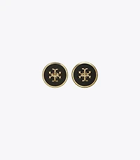 Kira Enamel Circle-Stud Earrings