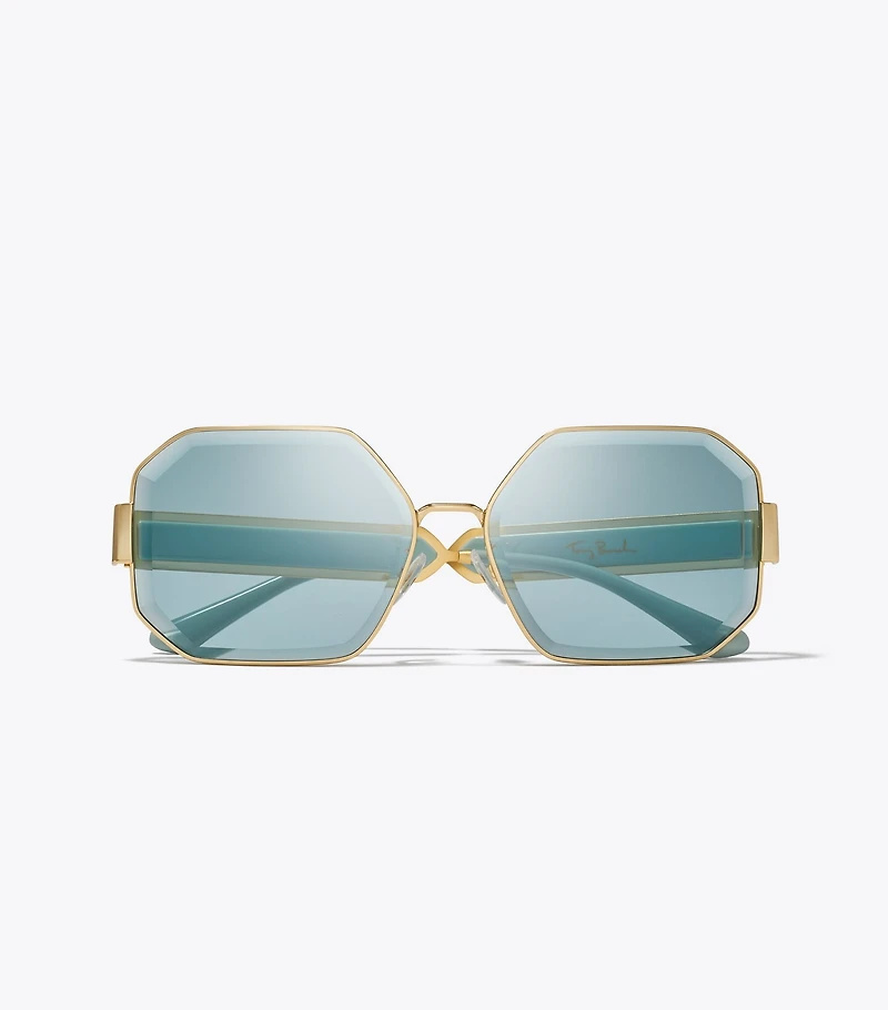 Kira Faceted Geometric Sunglasses