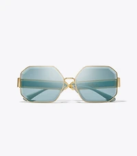 Kira Faceted Geometric Sunglasses