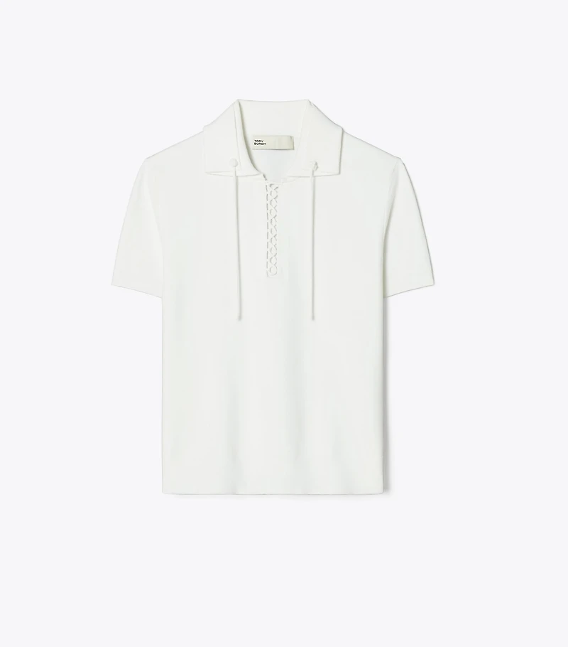 Lace-Up Polo Sweater