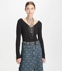 Lace-Up Wool Sweater