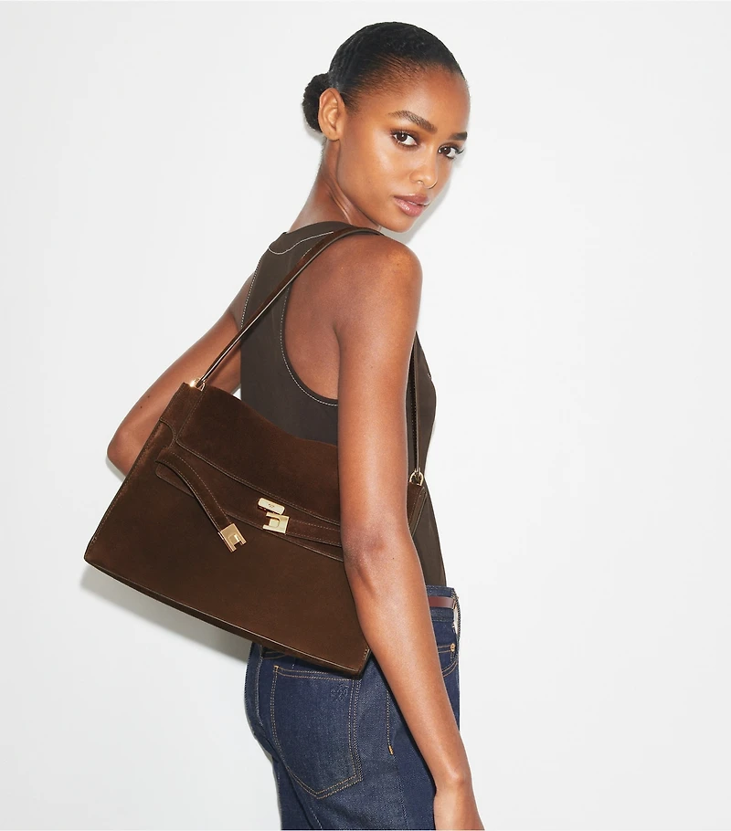 Large Lee Radziwill Suede Shoulder Bag