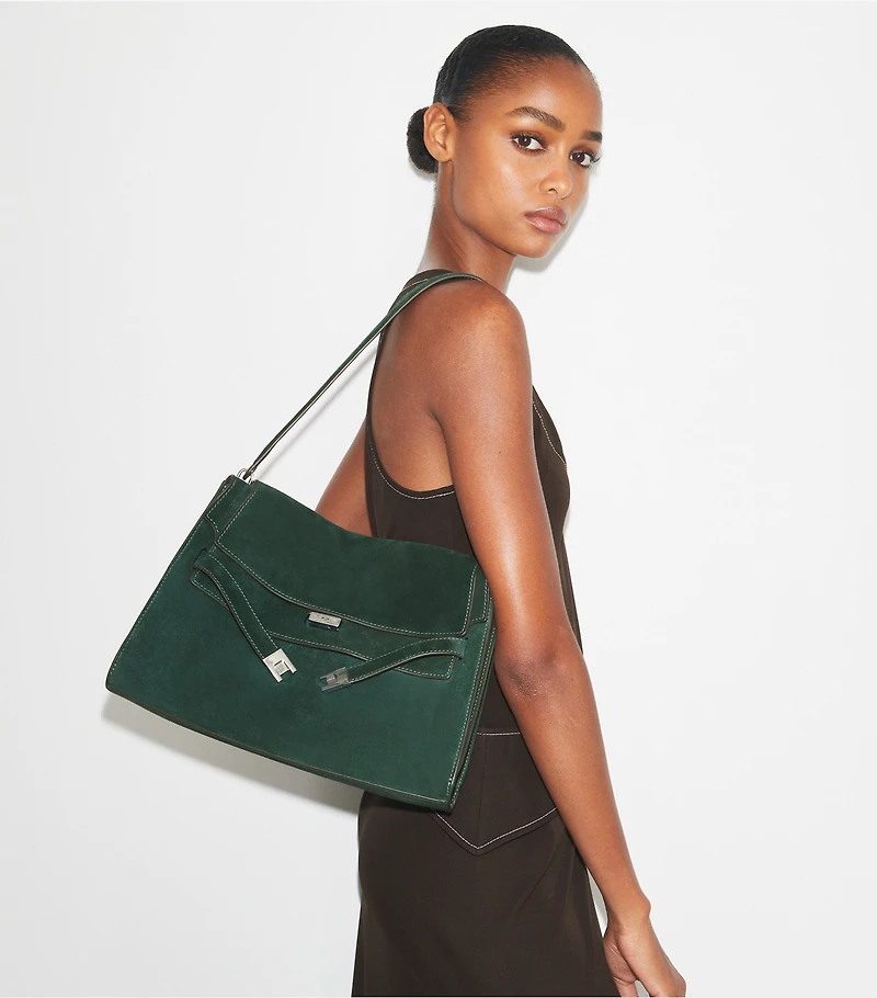 Large Lee Radziwill Suede Shoulder Bag