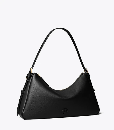 Leather Zip Top Shoulder Bag