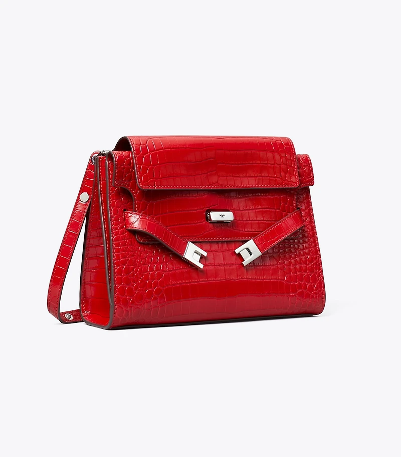 Lee Radziwill Croc-Embossed Shoulder Bag