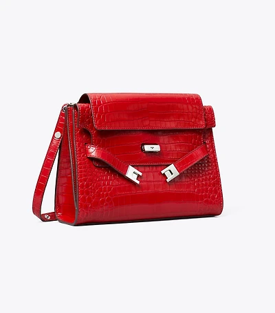 Lee Radziwill Croc-Embossed Shoulder Bag