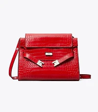 Lee Radziwill Croc-Embossed Shoulder Bag