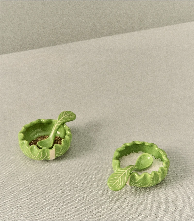 Lettuce Ware Salt Cellar, Set of 2