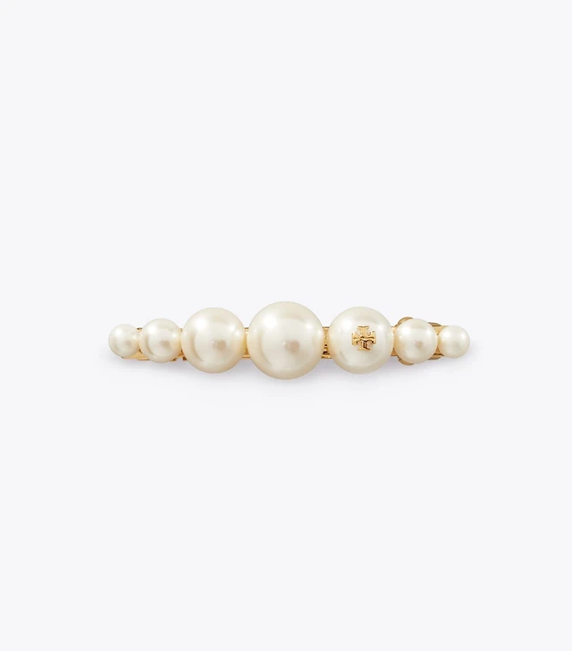 Tory Burch Logo Pearl Hair Clip | The Summit display picture 1