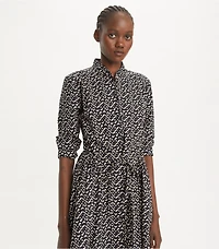 Long Printed Poplin Shirtdress