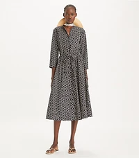 Long Printed Poplin Shirtdress