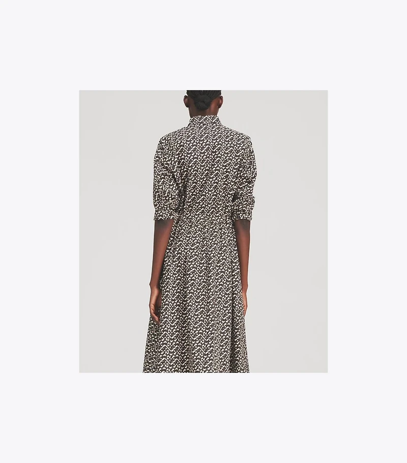Long Printed Poplin Shirtdress