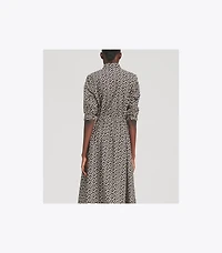 Long Printed Poplin Shirtdress