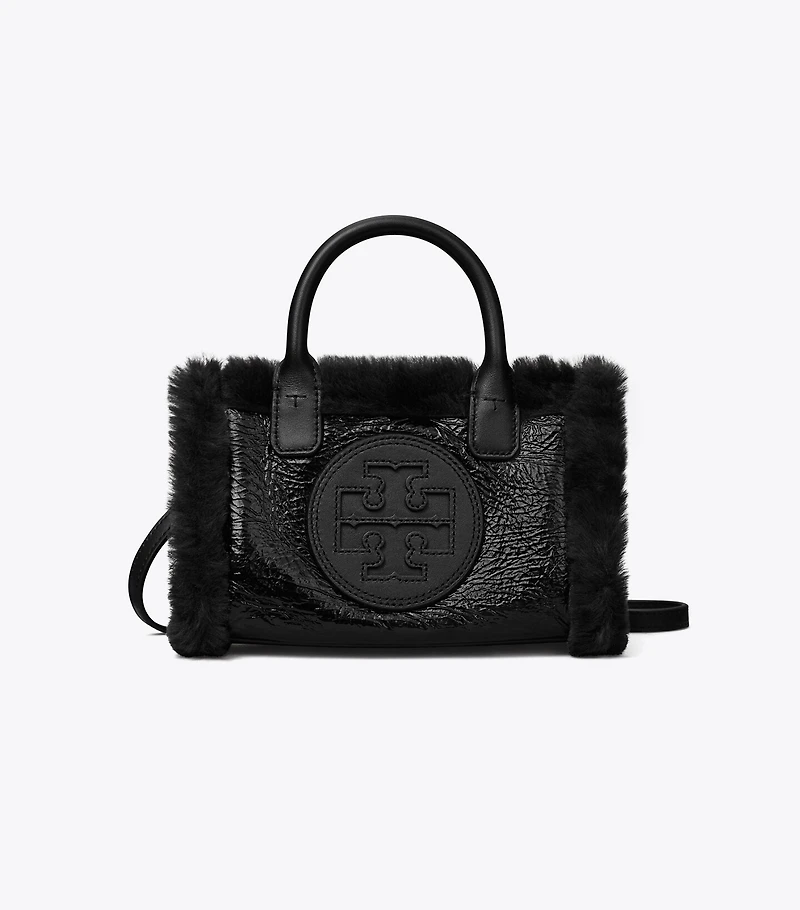 Mini Ella Patent Shearling Tote