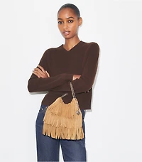 Mini Fleming Suede Fringe Hobo Bag