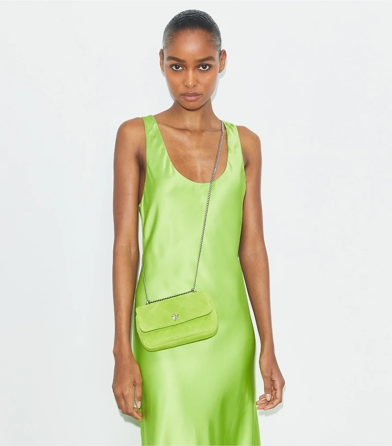 Mini Kira Diamond Quilt Suede Flap Bag