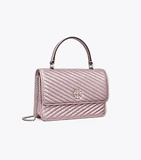 Mini Kira Moto Quilt Metallic Top-Handle Crossbody