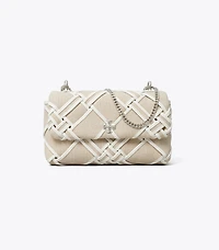 Mini Kira Woven Canvas Flap Bag