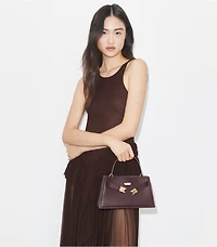 Mini Lee Radziwill Pebbled Top-Handle Bag