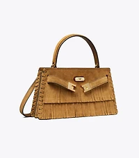 Mini Lee Radziwill Suede Fringe Top-Handle Bag