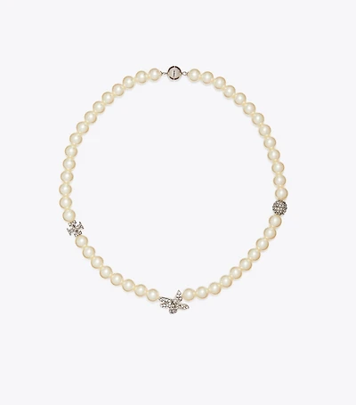 Moondance Pavé Flower Pearl Necklace