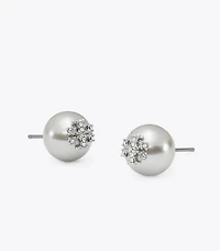 Moondance Pearl and Pavé Stud Earrings