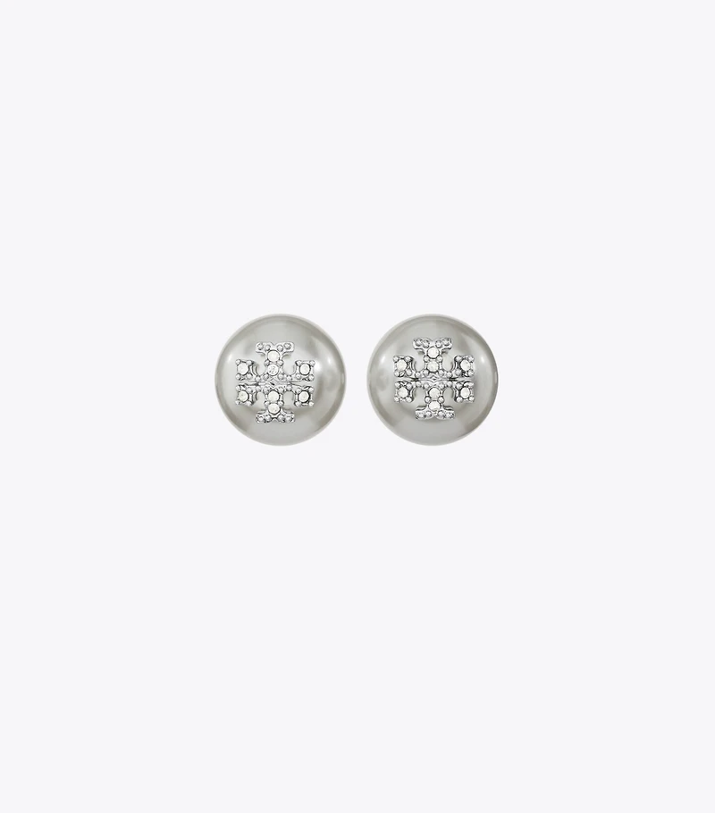 Moondance Pearl and Pavé Stud Earrings