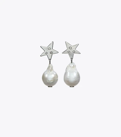 Moondance Pearl and Star Drop Earrings
