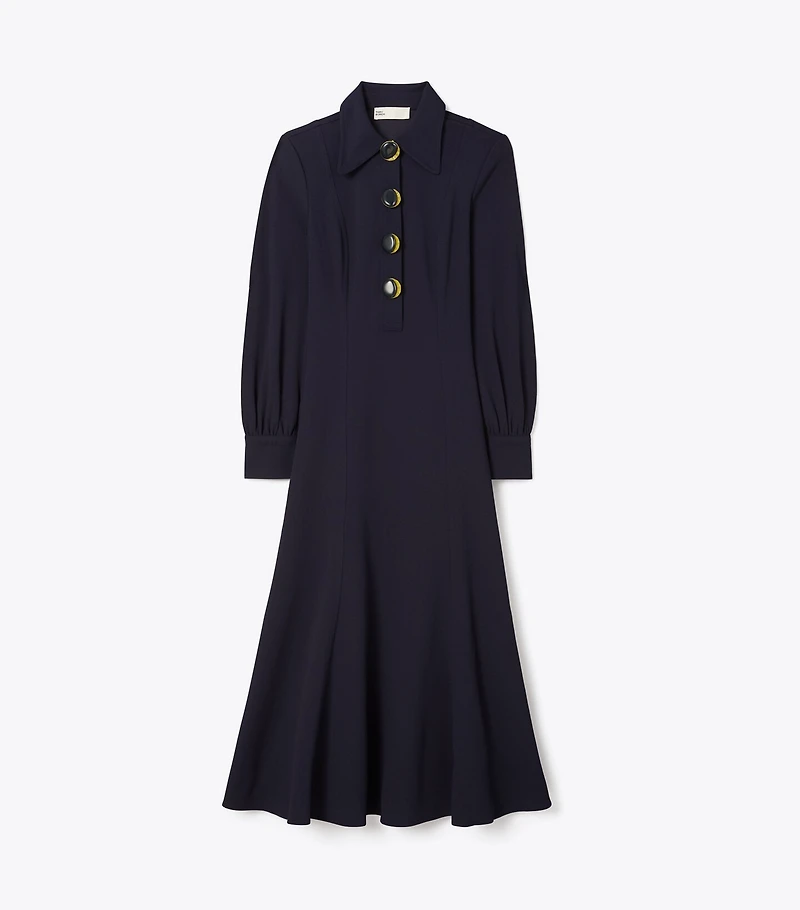 Multi-Button Crepe Shirtdress