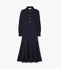 Multi-Button Crepe Shirtdress