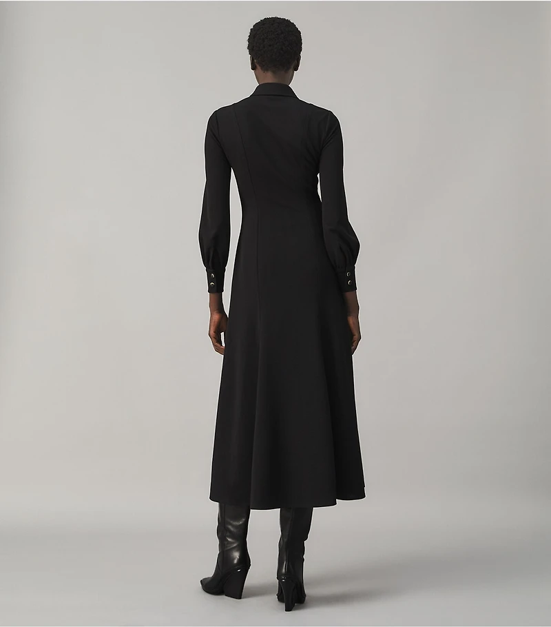 Multi-Button Crepe Shirtdress