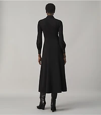 Multi-Button Crepe Shirtdress