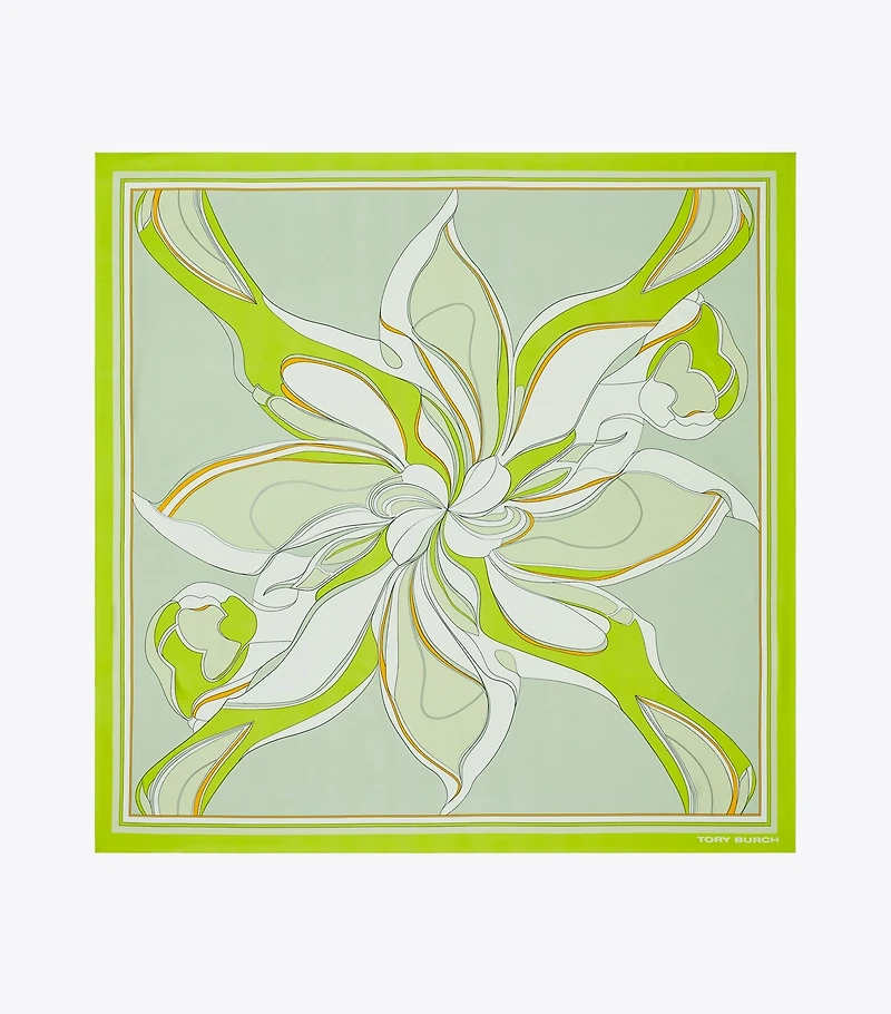 Oversized Twisty Floral Silk Square Scarf