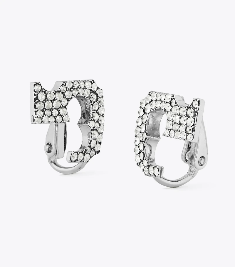 Pavé Logo Clip-On Earrings