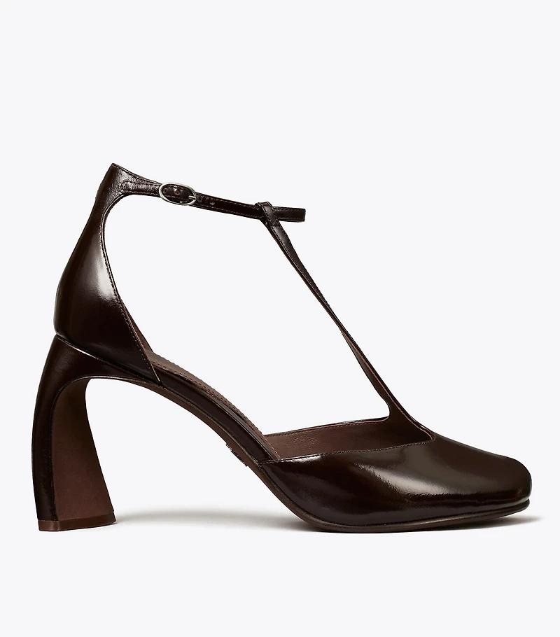 Peep-Toe T-Strap Heeled Sandal
