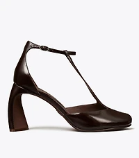 Peep-Toe T-Strap Heeled Sandal