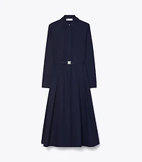 Pleated Cotton Shirtdress