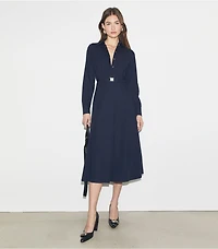 Pleated Cotton Shirtdress
