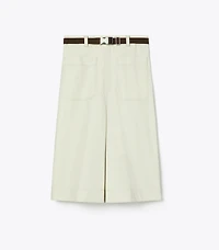 Pleated Cotton Twill Skirt