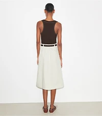 Pleated Cotton Twill Skirt