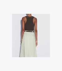 Pleated Cotton Twill Skirt