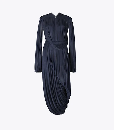 Pleated Draped Viscose Dress