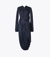 Pleated Draped Viscose Dress
