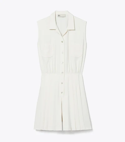 Pleated Twill Dress