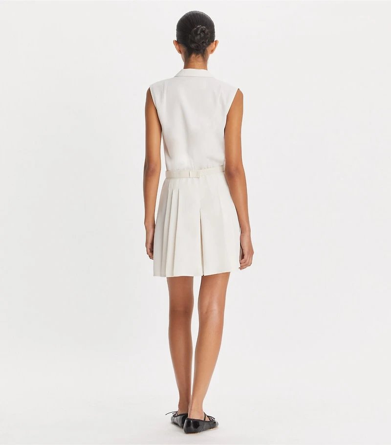 Pleated Twill Dress